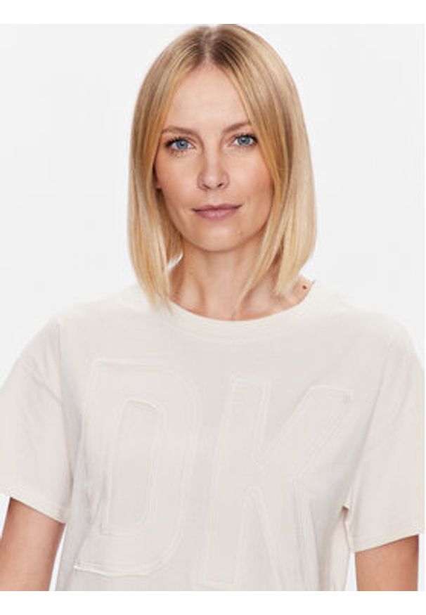 DKNY Sport T-Shirt DP3T9218 Beżowy Classic Fit. Kolor: beżowy. Materiał: bawełna. Styl: sportowy