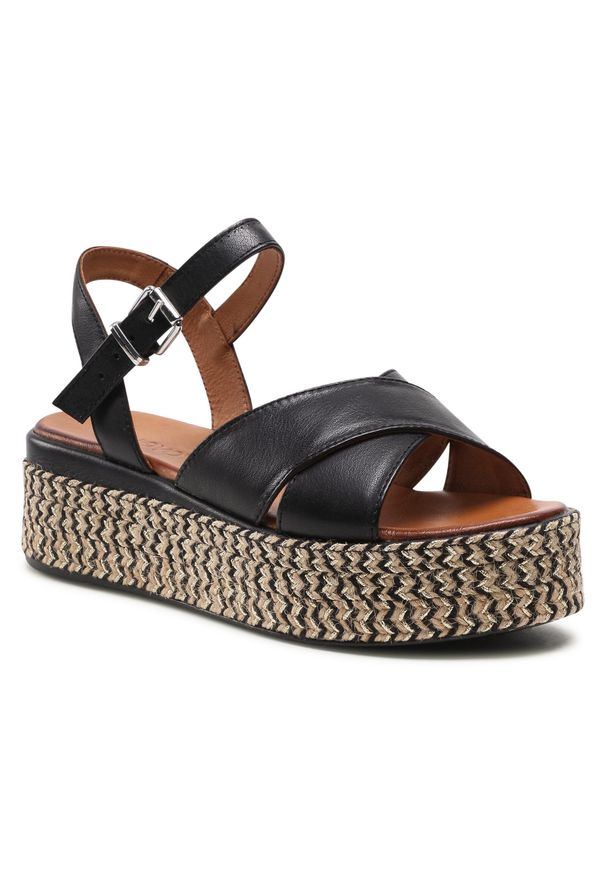 Espadryle Inuovo 117040 Black. Kolor: czarny. Materiał: skóra