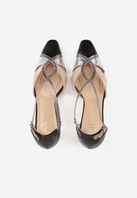 Born2be - Czarne Czółenka na Stożkowym Obcasie z Metalicznymi Paskami Iphophi. Okazja: na co dzień, na spotkanie biznesowe. Zapięcie: pasek. Kolor: czarny. Materiał: jeans. Obcas: na obcasie. Styl: casual, biznesowy, elegancki. Wysokość obcasa: średni #8