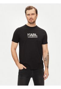 Karl Lagerfeld - KARL LAGERFELD T-Shirt 755060 542241 Czarny Regular Fit. Typ kołnierza: dekolt w karo. Kolor: czarny. Materiał: bawełna #1