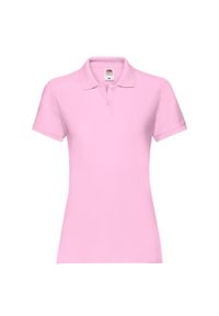 FRUIT OF THE LOOM - Damska Koszulka Polo Premium. Typ kołnierza: polo. Kolor: różowy