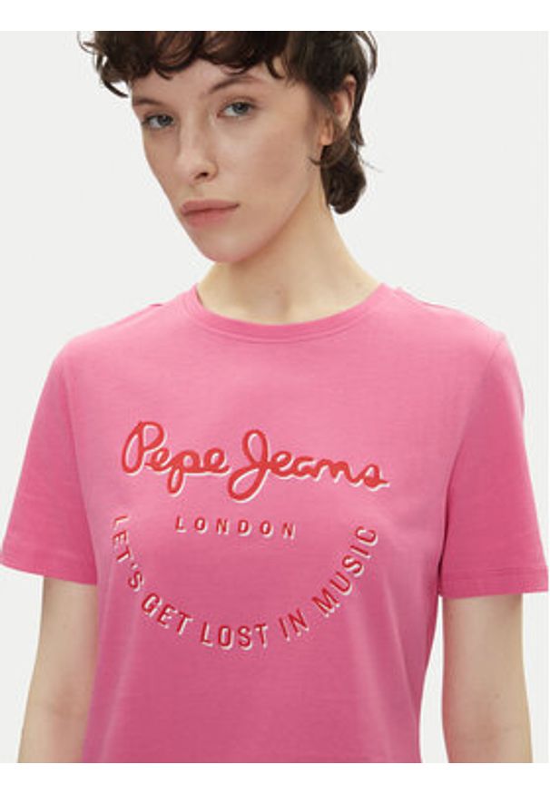 Pepe Jeans T-Shirt Rumer PL506072 Różowy Regular Fit. Kolor: różowy. Materiał: bawełna