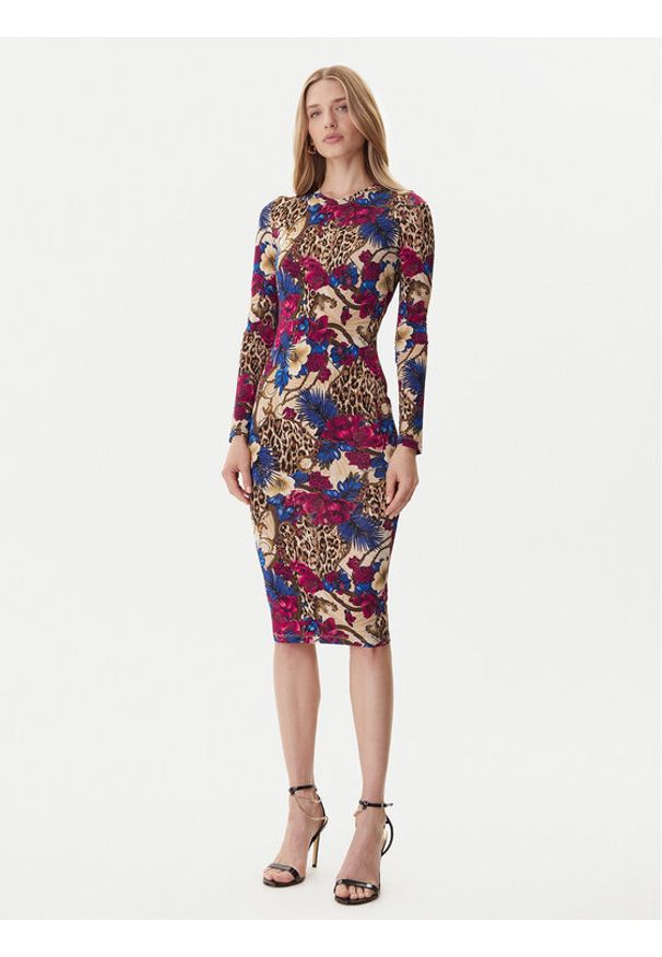 Just Cavalli Sukienka codzienna 79PAO952 JS531 Kolorowy Slim Fit. Okazja: na co dzień. Materiał: wiskoza. Wzór: kolorowy. Typ sukienki: proste. Styl: casual