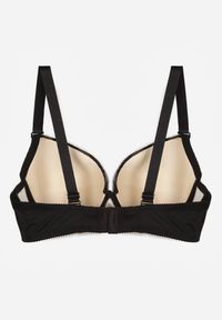 Renee - Czarno-Beżowy Biustonosz z Koronką i Cyrkoniami Himelodia. Kolor: czarny. Materiał: koronka. Wzór: koronka #4
