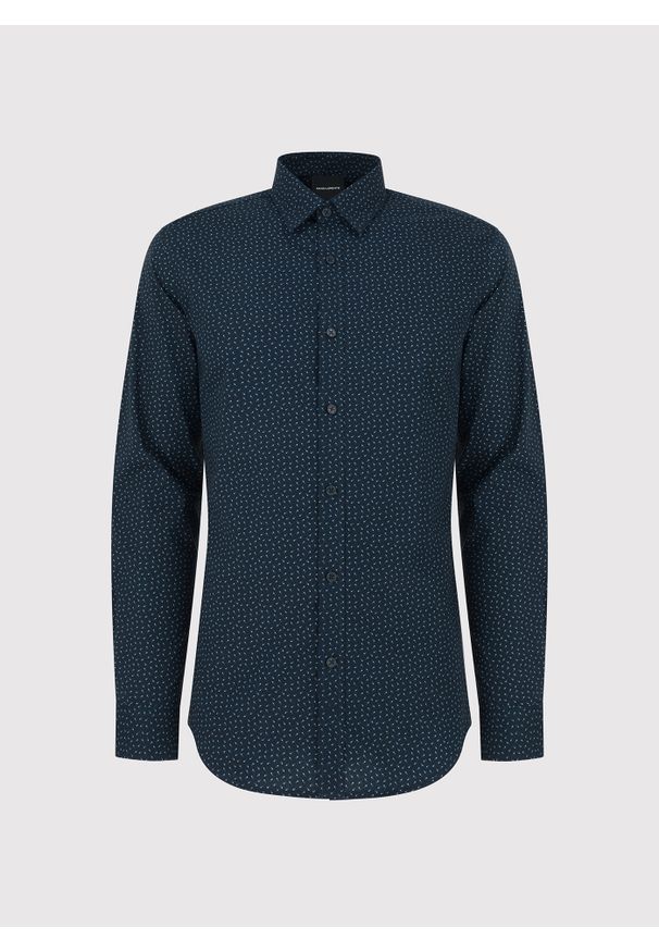 Pako Lorente - PAKO LORENTE – Granatowa koszula we wzór geometryczny. Kolor: niebieski. Materiał: bawełna, elastan. Długość rękawa: długi rękaw. Długość: długie. Wzór: geometria