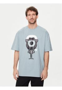 Karl Lagerfeld - KARL LAGERFELD T-Shirt 755098 542270 Niebieski Regular Fit. Typ kołnierza: dekolt w karo. Kolor: niebieski. Materiał: bawełna