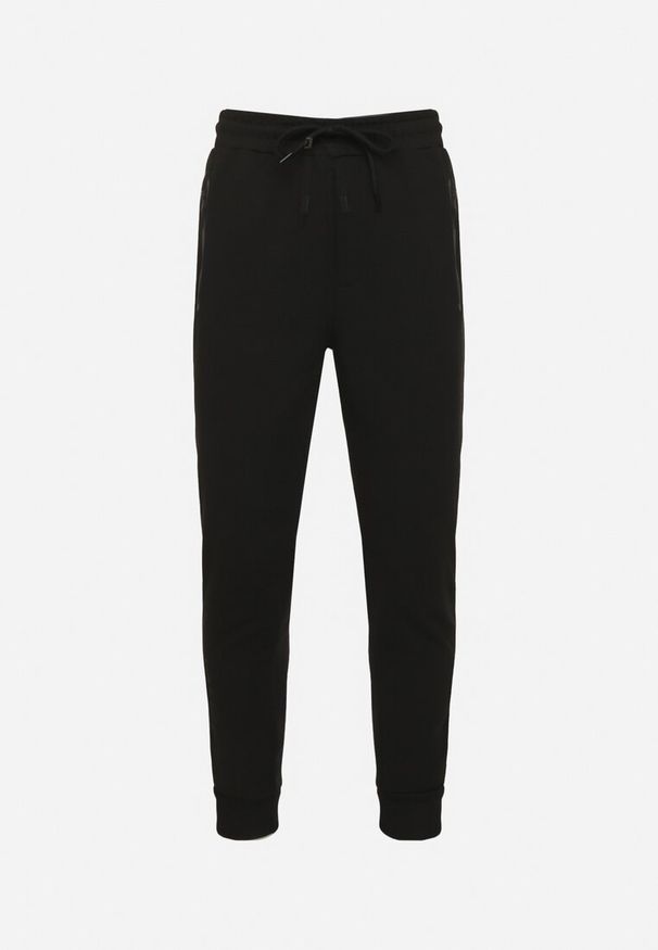 Born2be - Czarne Spodnie Dresowe Typu Jogger z Lampasami Wileldi. Okazja: na co dzień. Kolor: czarny. Materiał: dresówka. Styl: casual, elegancki, klasyczny