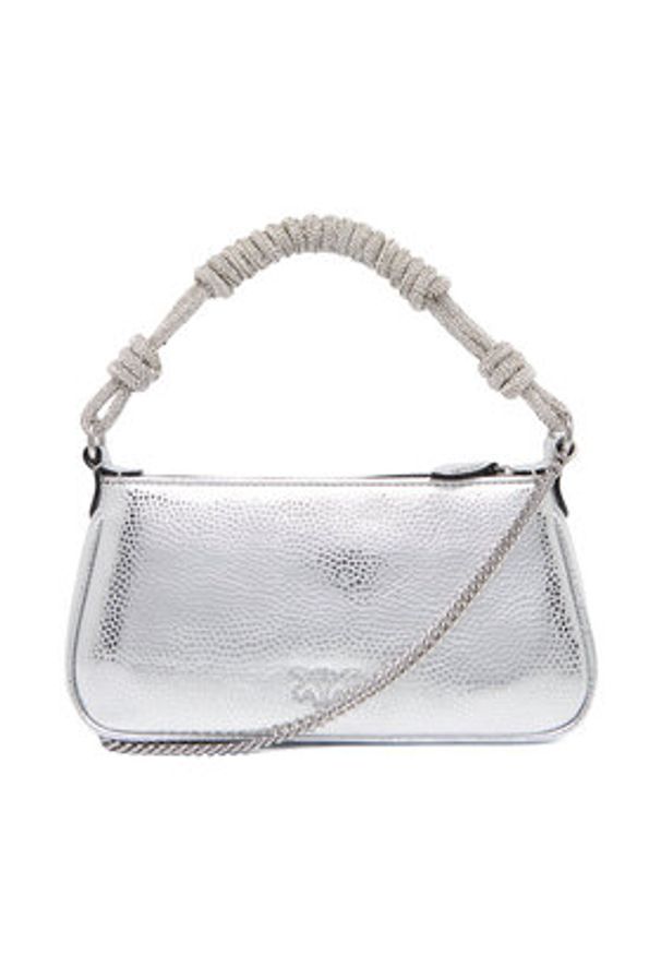 Pinko - PINKO Torebka Half Moon Baguette Mini AI 25-26 PLTT 105915 A2WD Srebrny. Kolor: srebrny. Materiał: skórzane