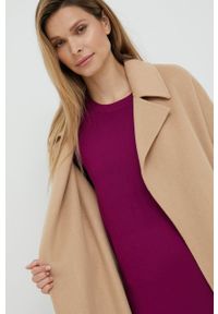 Silvian Heach płaszcz wełniany kolor beżowy przejściowy oversize. Kolor: beżowy. Materiał: wełna #2