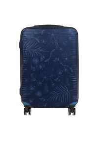 Ochnik - Pokrowiec w kwiaty na średnią walizkę. Kolor: niebieski. Materiał: materiał, poliester. Wzór: kwiaty #1