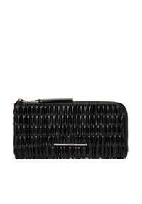 Calvin Klein Duży Portfel Damski Ruched Long L-Zip LV04K1085G Czarny. Kolor: czarny. Materiał: skóra