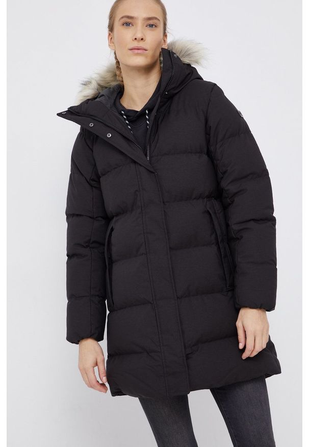Helly Hansen - Kurtka. Okazja: na co dzień. Typ kołnierza: kaptur. Kolor: czarny. Materiał: futro. Styl: casual