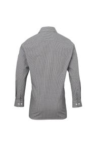 PREMIER - Męska Koszula Z Długim Rękawem Gingham Micro Checked. Kolor: biały, wielokolorowy, czarny. Długość rękawa: długi rękaw. Długość: długie