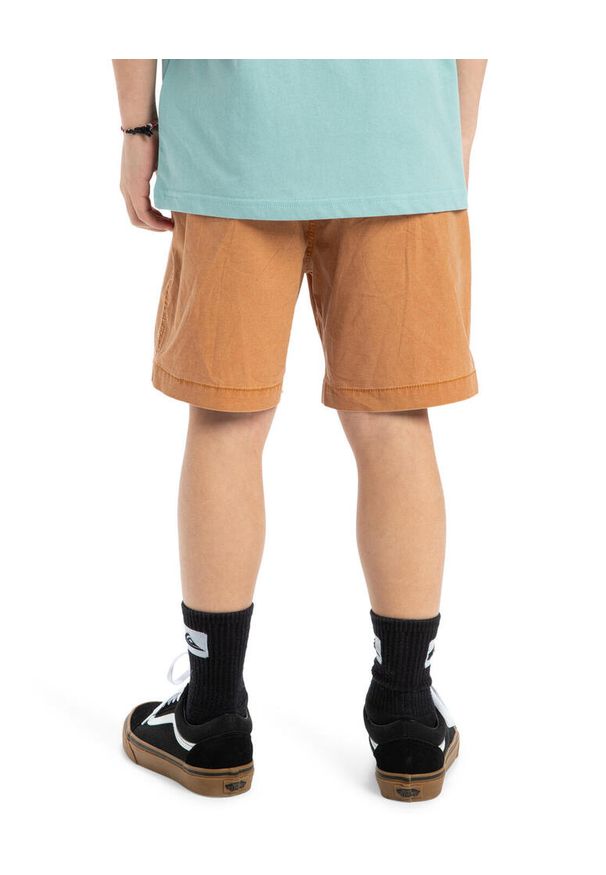 Quiksilver - Spodenki z elastyczną talią dla Chłopcy TAXER YOUTH 15". Kolor: brązowy. Materiał: bawełna, elastan, materiał. Długość: krótkie. Sezon: lato