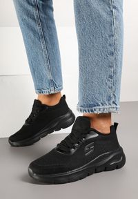 Renee - Czarne Siateczkowe Buty Sportowe Sneakersy na Piankowej Podeszwie Aridanor. Okazja: na co dzień. Kolor: czarny. Materiał: jeans #4