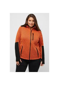 ULLA POPKEN - Damskie Kurtka polarowa odblaskowe nadruki kaptur otwór na kciuk. Kolekcja: plus size. Kolor: pomarańczowy. Materiał: poliester, materiał. Wzór: nadruk #1