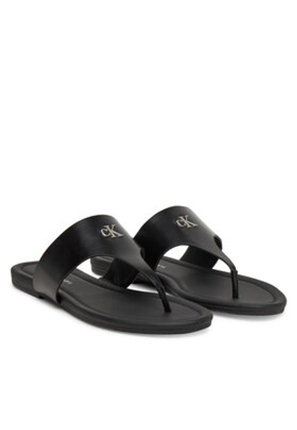 Calvin Klein Jeans Japonki Flat Sandal Toepost Mg YW0YW01691 Czarny. Kolor: czarny. Materiał: skóra