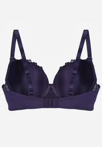 Renee - Granatowy Koronkowy Biustonosz Ozdobiony Cyrkoniowym Sercem Bothilei. Kolor: niebieski. Materiał: koronka. Wzór: aplikacja #2