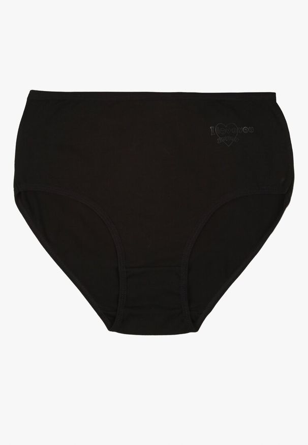 Renee - Czarne Bawełniane Majtki Figi w Minimalistycznym Stylu Idira. Kolekcja: plus size. Kolor: czarny. Materiał: bawełna