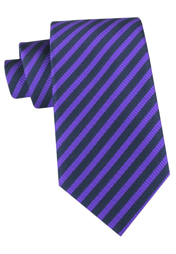 Klasyczny Krawat Klubowy - Alties - Fioletowy, Drobny Prążek. Kolor: fioletowy. Materiał: tkanina. Wzór: prążki. Styl: klasyczny