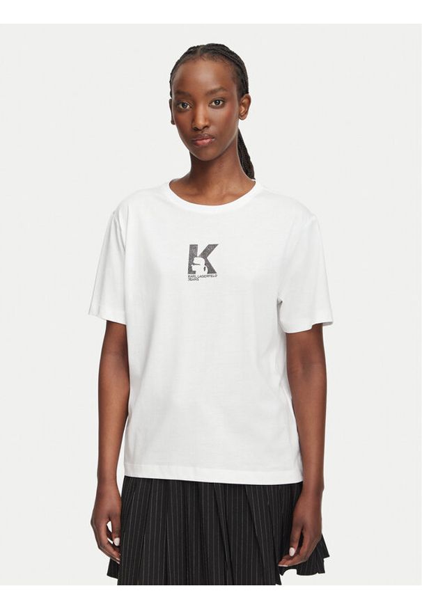 Karl Lagerfeld Jeans T-Shirt B3W17018 Biały Regular Fit. Kolor: biały. Materiał: bawełna