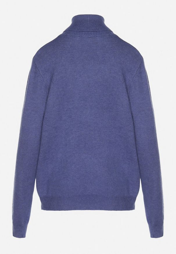 Born2be - Niebieski Klasyczny Golf z Wiskozą i Bawełną Lerella. Okazja: na co dzień, do pracy. Typ kołnierza: golf. Kolekcja: plus size. Kolor: niebieski. Materiał: wiskoza, bawełna. Styl: klasyczny