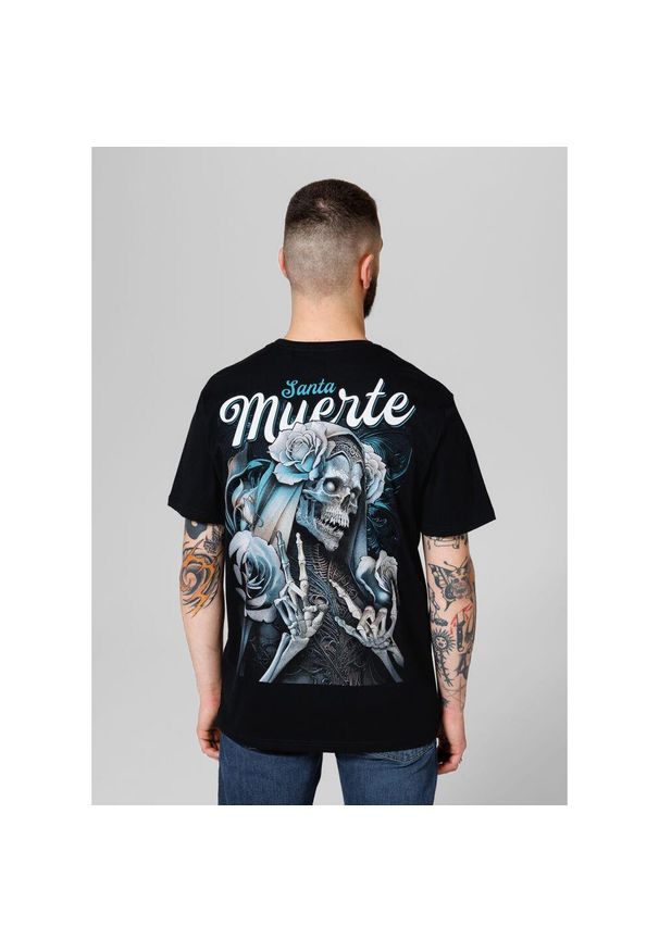 PITBULL - Koszulka bawełniana sportowy t-shirt dla dorosłych Santa Muerte 24. Kolor: czarny, niebieski, wielokolorowy. Materiał: bawełna