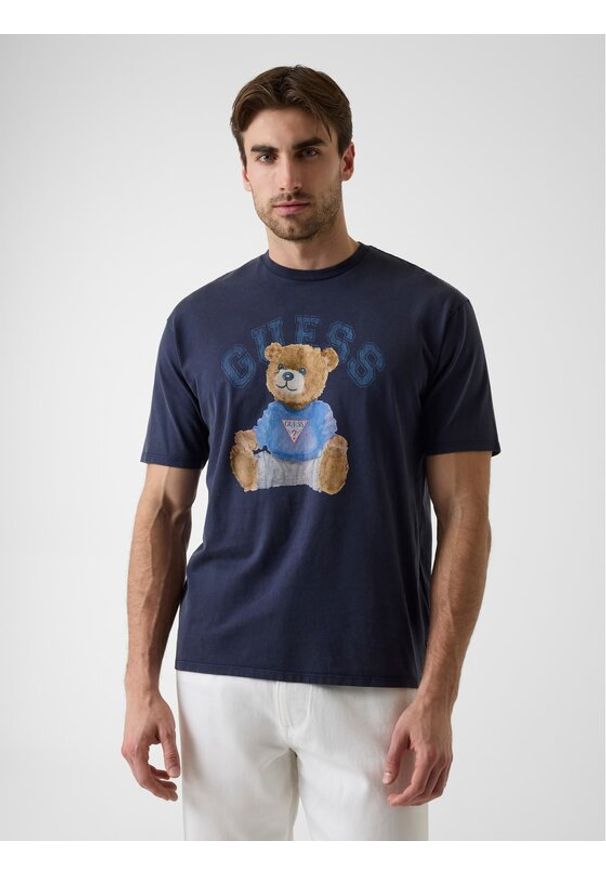 Guess T-Shirt 182885 Niebieski Classic Fit. Kolor: niebieski
