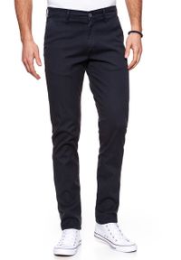 Wrangler - WRANGLER SPODNIE MĘSKIE CHINO NAVY WASHED W16LHE49I. Materiał: materiał #4