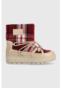 TOMMY HILFIGER - Tommy Hilfiger śniegowce TARTAN SNOWBOOT kolor beżowy FW0FW07612. Nosek buta: okrągły. Kolor: beżowy. Materiał: guma. Szerokość cholewki: normalna. Obcas: na platformie #1