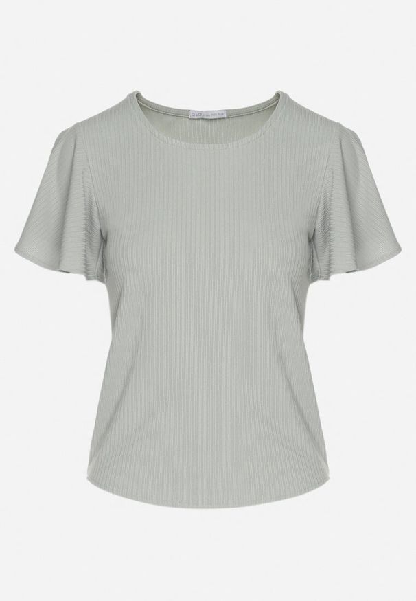 Born2be - Jasnozielona Bluzka Ozdobiona Szerokimi Rękawami Sunlisa. Okazja: na co dzień. Kolor: zielony. Materiał: jeans. Wzór: aplikacja. Styl: klasyczny, casual