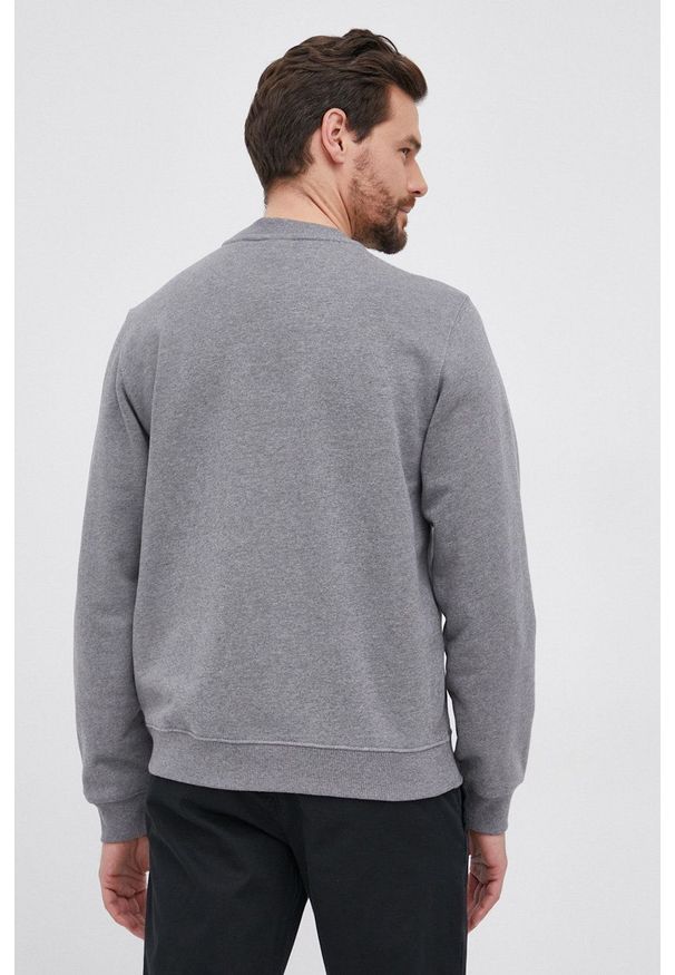Lacoste Bluza bawełniana męska kolor szary gładka. Kolor: szary. Materiał: bawełna. Wzór: gładki
