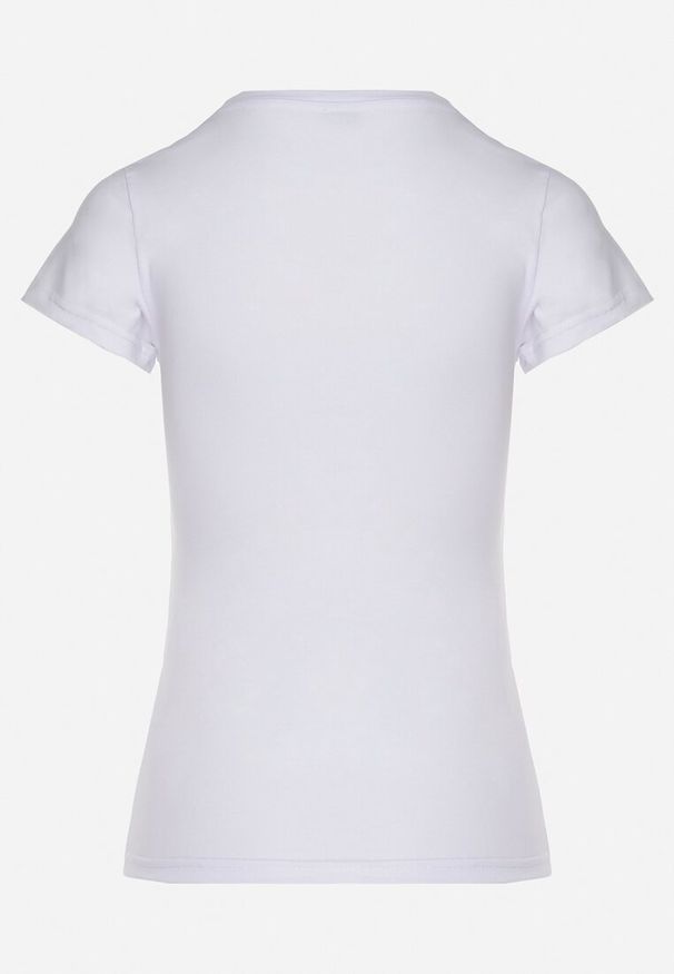 Born2be - Biały Bawełniany T-shirt z Ozdobnym Nadrukiem Setonisea. Okazja: na co dzień. Kolor: biały. Materiał: bawełna. Wzór: nadruk. Styl: casual