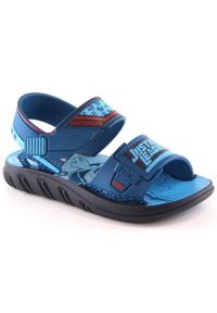 zaxy - Komfortowe sandały chłopięce pachnące niebieskie Superman Zaxy JJ385009. Kolor: niebieski. Materiał: guma. Wzór: motyw z bajki