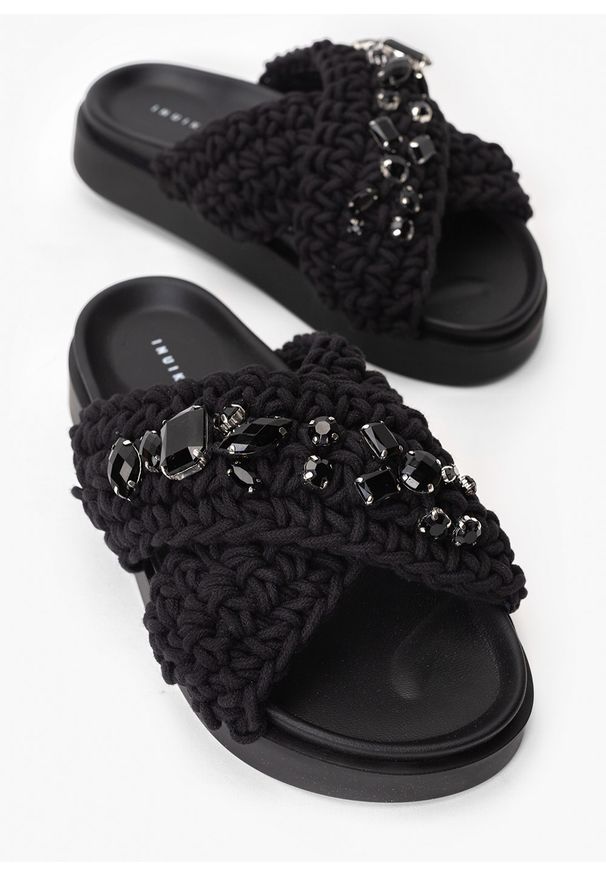 Inuikii - Klapki damskie INUIKII WOVEN STONES. Okazja: na co dzień, do pracy, na spacer. Kolor: czarny. Styl: casual