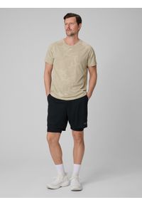 4f - 4F Koszulka treningowa regular szybkoschnąca męska - beżowa S. Kolor: beżowy. Materiał: skóra, materiał. Długość rękawa: raglanowy rękaw. Sport: fitness #2