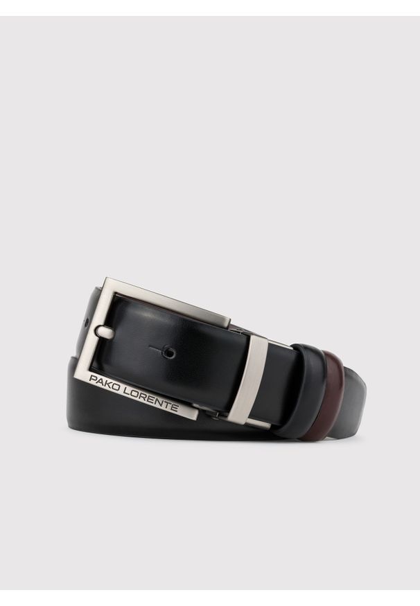 Pako Lorente - PAKO LORENTE - Dwustronny skórzany pasek z matową klamrą. Materiał: skóra