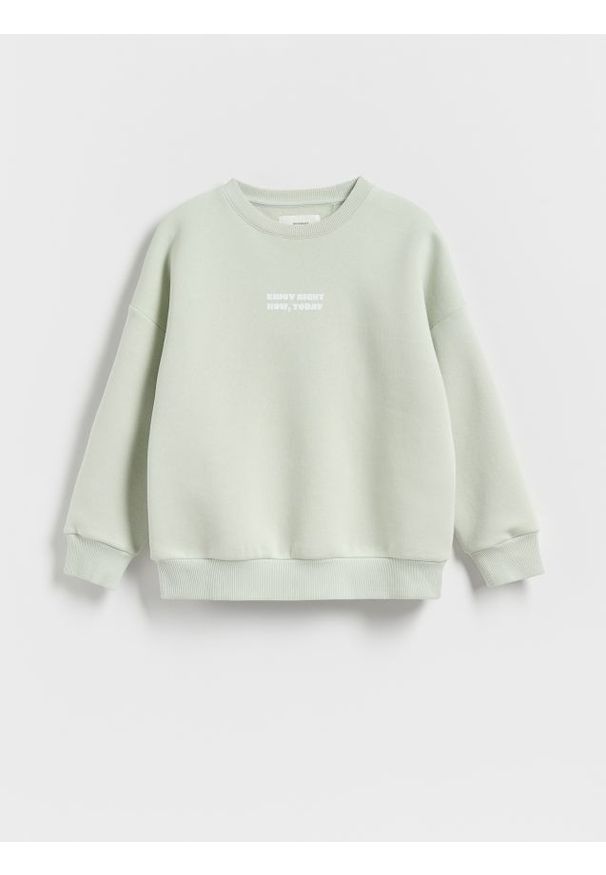 Reserved - Bluza z nadrukiem - jasnozielony. Kolor: zielony. Materiał: bawełna, dzianina. Wzór: nadruk