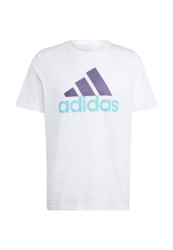 Adidas - Koszulka męska adidas Essentials Single Jersey Big Logo Tee. Kolor: biały, niebieski, fioletowy, wielokolorowy. Materiał: jersey