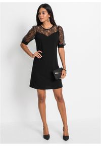 bonprix - Sukienka mini. Kolor: czarny. Materiał: koronka. Styl: elegancki. Długość: mini #3