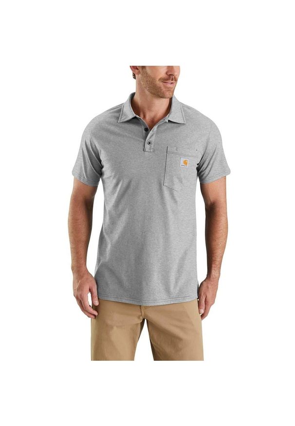 Koszulka sportowa męska polo Carhartt Force Midweight Pocket. Typ kołnierza: polo. Kolor: szary