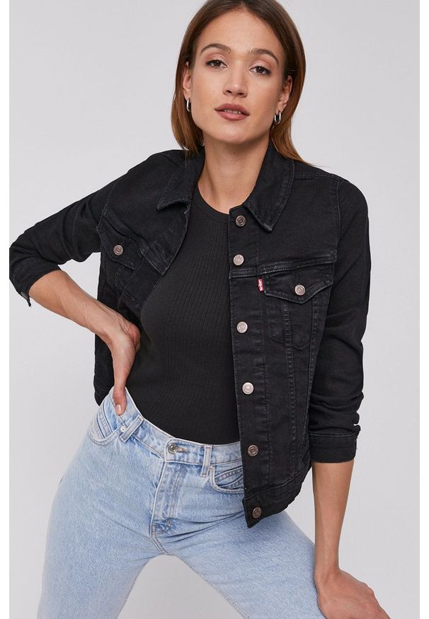 Levi's® - Levi's - Kurtka jeansowa. Okazja: na co dzień, na spotkanie biznesowe. Kolor: czarny. Materiał: jeans. Wzór: gładki. Styl: biznesowy, casual