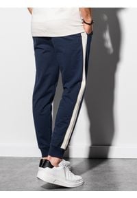 Ombre Clothing - Spodnie męskie dresowe joggery P951 - granatowe - XXL. Kolor: niebieski. Materiał: dresówka #8