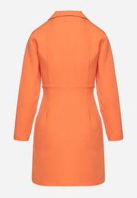Born2be - Pomarańczowa Marynarkowa Sukienka Mini z Kopertową Górą Nivrade. Kolor: pomarańczowy. Typ sukienki: kopertowe. Długość: mini #3