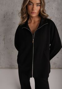 Renee - Czarny Komplet Dresowy z Dzianiny z Wiskozą Bluza i Spodnie Wide Leg Nevelida. Kolor: czarny. Materiał: dzianina, wiskoza, dresówka #3