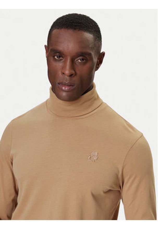 Karl Lagerfeld - KARL LAGERFELD Golf 755023 554226 Beżowy Regular Fit. Typ kołnierza: golf. Kolor: beżowy. Materiał: bawełna