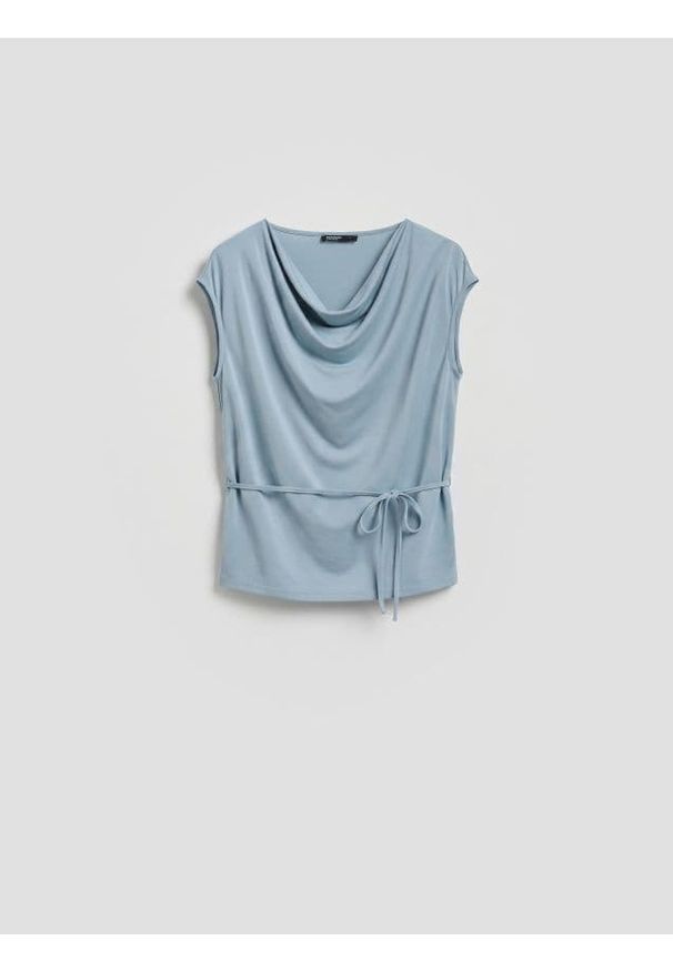 Reserved - Bluzka z modalem - jasnoniebieski. Kolor: niebieski. Materiał: dzianina