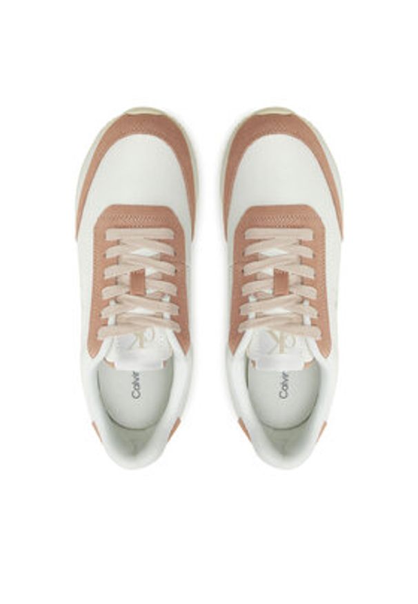 Calvin Klein Jeans Sneakersy Runner Laceup Low Mix Mg YW0YW01798 Biały. Kolor: biały. Materiał: skóra, zamsz