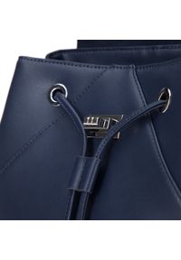 Wittchen - Damski plecak worek skórzany z przeszyciami. Kolor: niebieski. Materiał: skóra. Wzór: haft. Styl: casual, elegancki