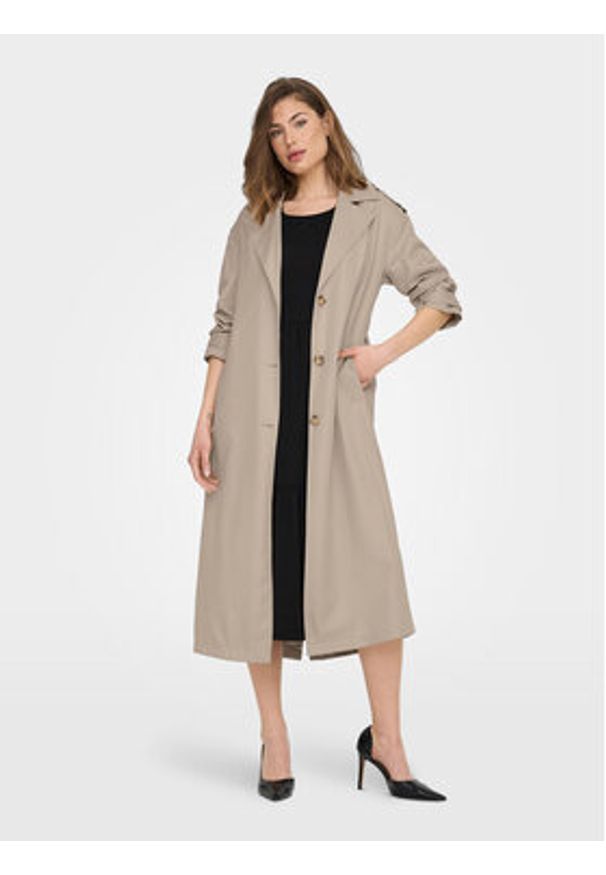only - ONLY Trencz 15217799 Beżowy Relaxed Fit. Kolor: beżowy. Materiał: syntetyk